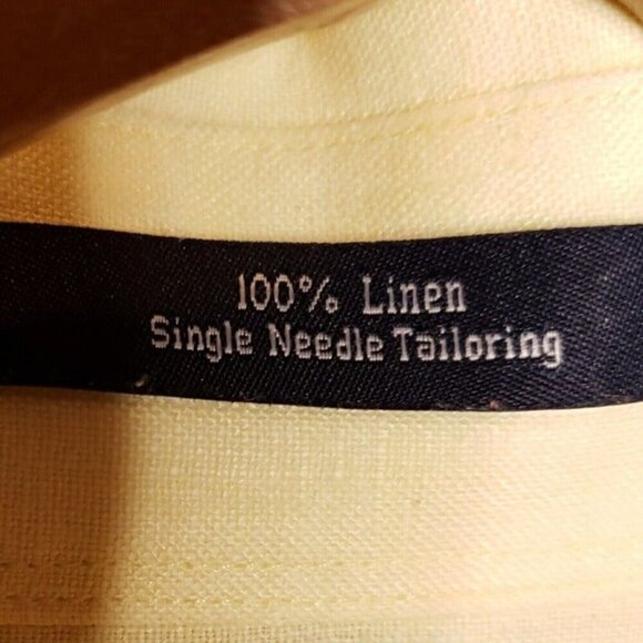 AK Statesman Mens Yellow Linen Long Sleeve Button Down Shirt XL - Picture 4 of 5